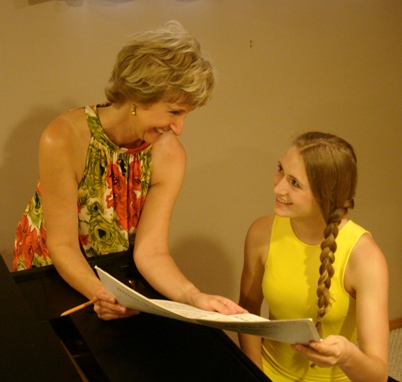 Jacqueline discussing a score with one of her advanced students